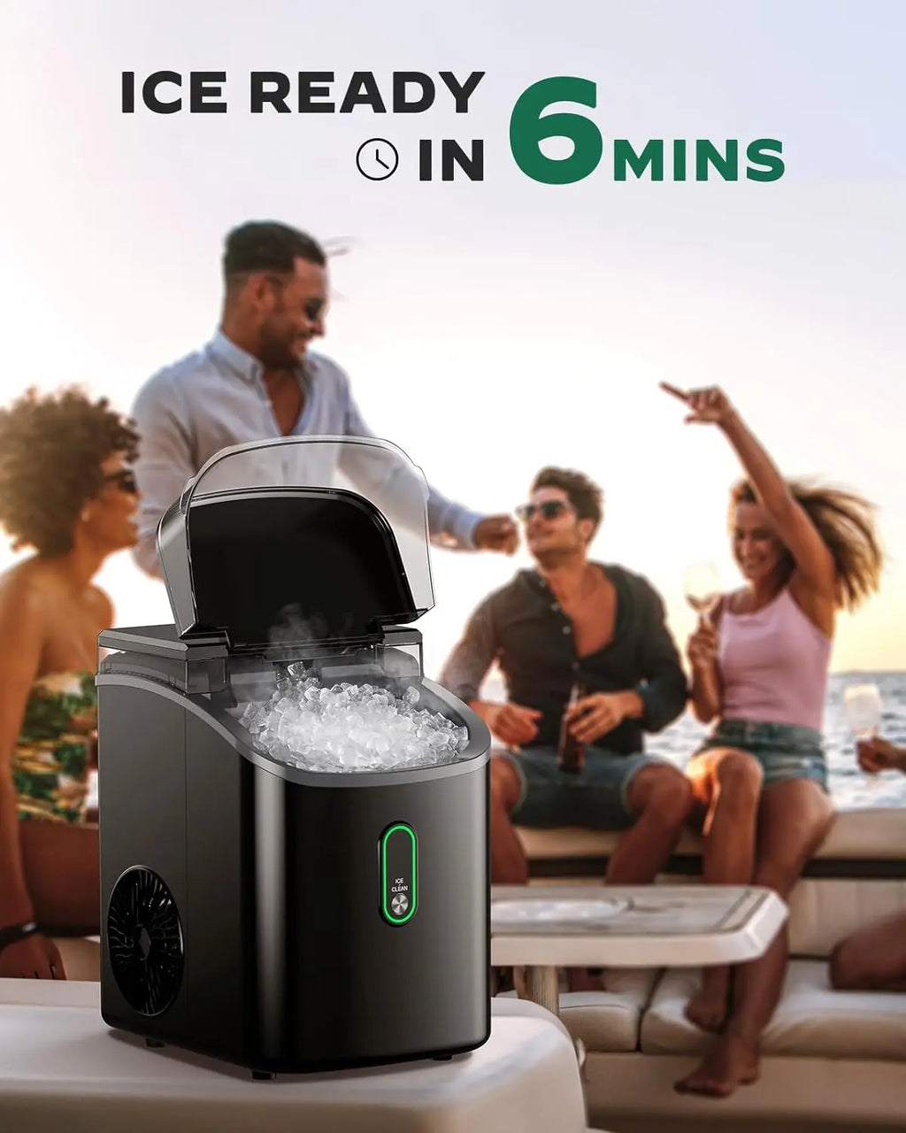 Silonn Nugget Ice Maker Countertop, Pebble Ice Maker with Soft Chewable Ice, One-Click Operation Ice Machine with Self-Cleaning, 33lbs/24H for Home,Kitchen,Office 1
